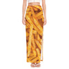 French Fries Print High Slit Maxi Skirt