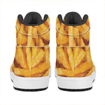 French Fries Print High Top Leather Sneakers