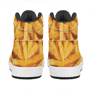 French Fries Print High Top Leather Sneakers