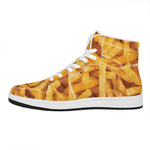 French Fries Print High Top Leather Sneakers