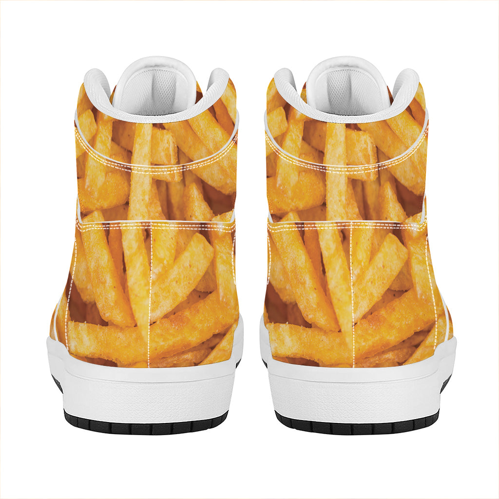 French Fries Print High Top Leather Sneakers