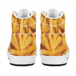 French Fries Print High Top Leather Sneakers