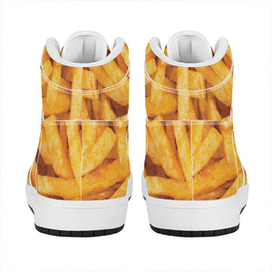 French Fries Print High Top Leather Sneakers