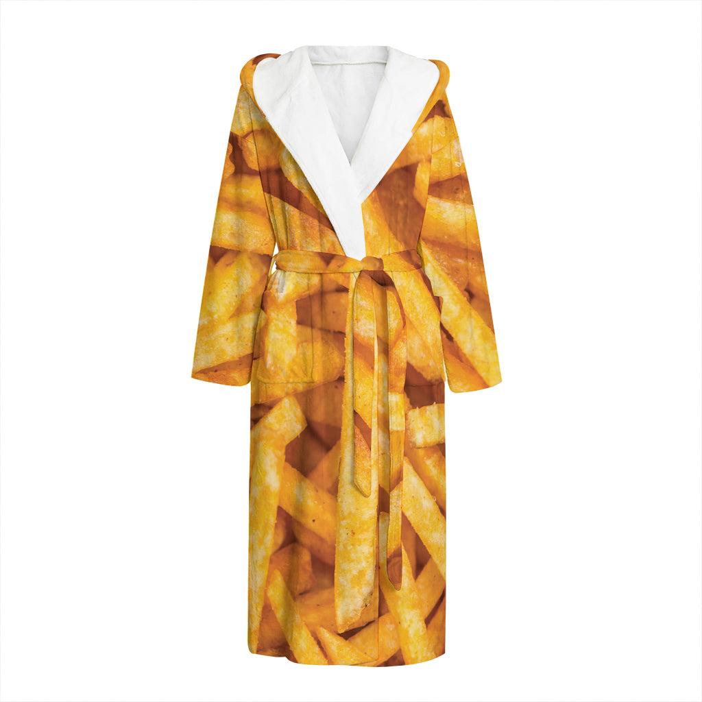 French Fries Print Hooded Bathrobe