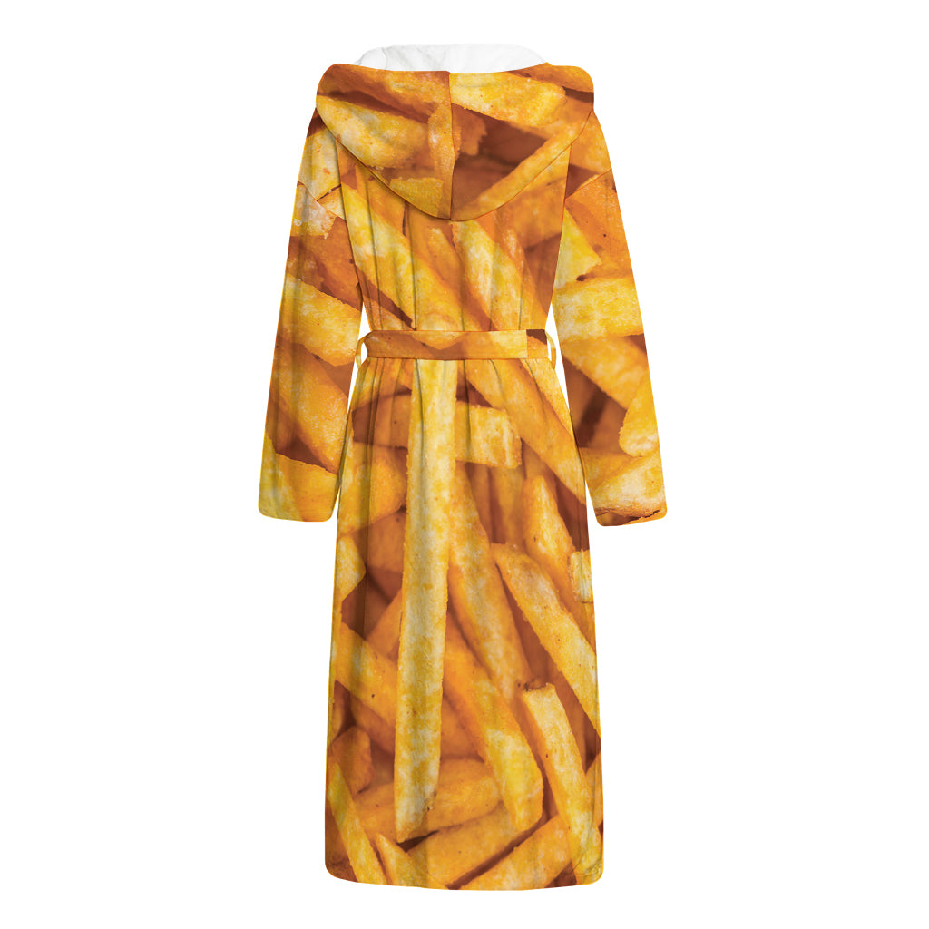 French Fries Print Hooded Bathrobe