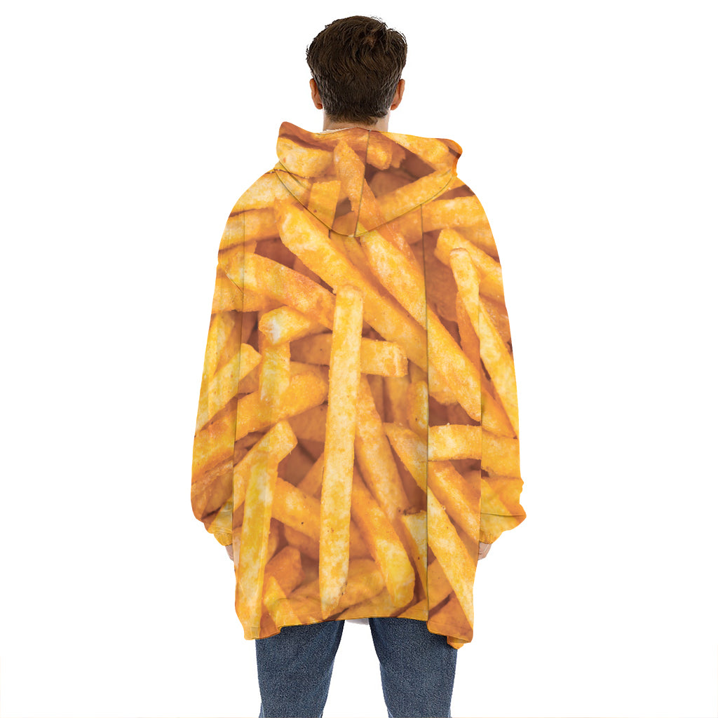 French Fries Print Hoodie Blanket