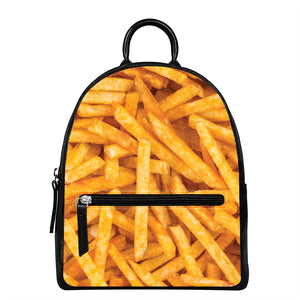 French Fries Print Leather Backpack