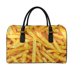 French Fries Print Leather Duffle Bag