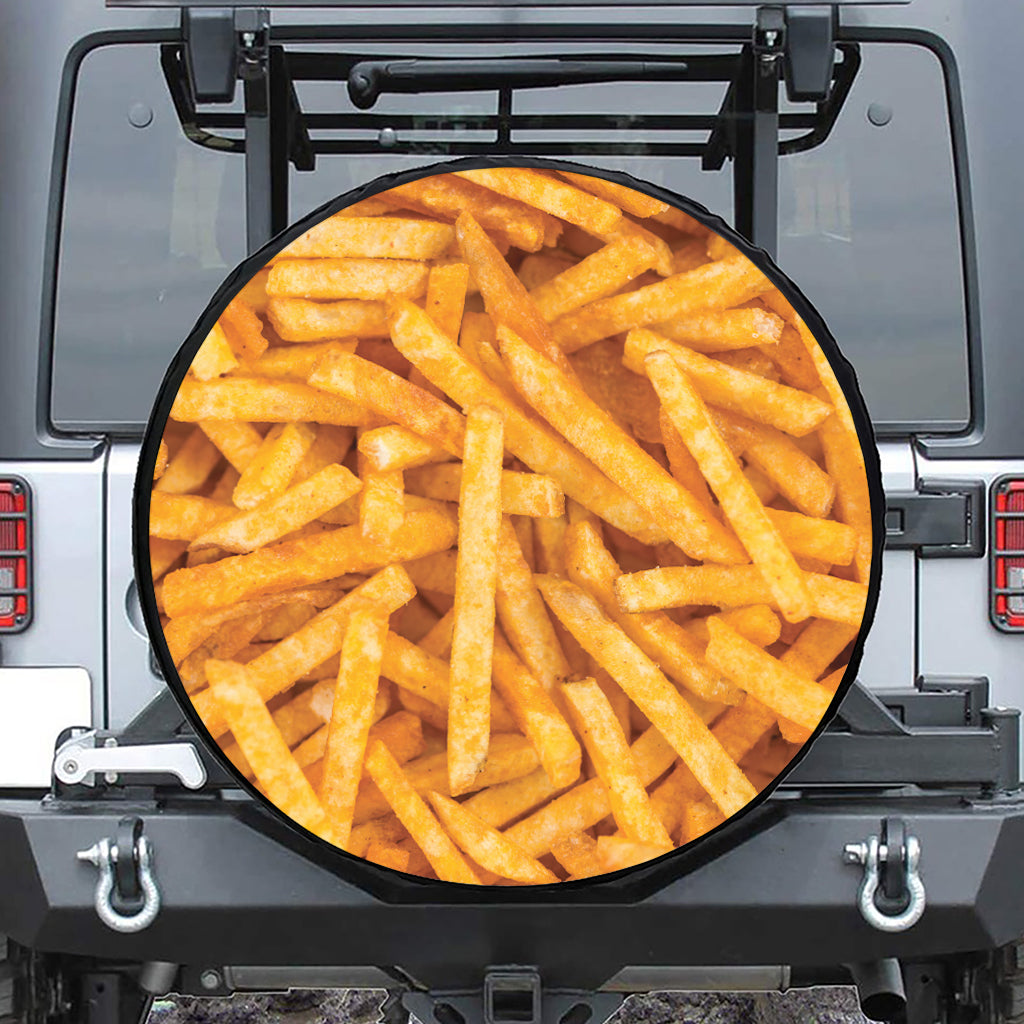 French Fries Print Leather Spare Tire Cover