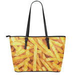 French Fries Print Leather Tote Bag