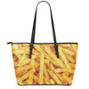 French Fries Print Leather Tote Bag