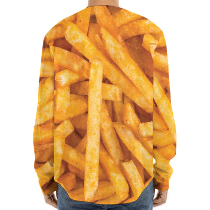 French Fries Print Long Sleeve Baseball Jersey