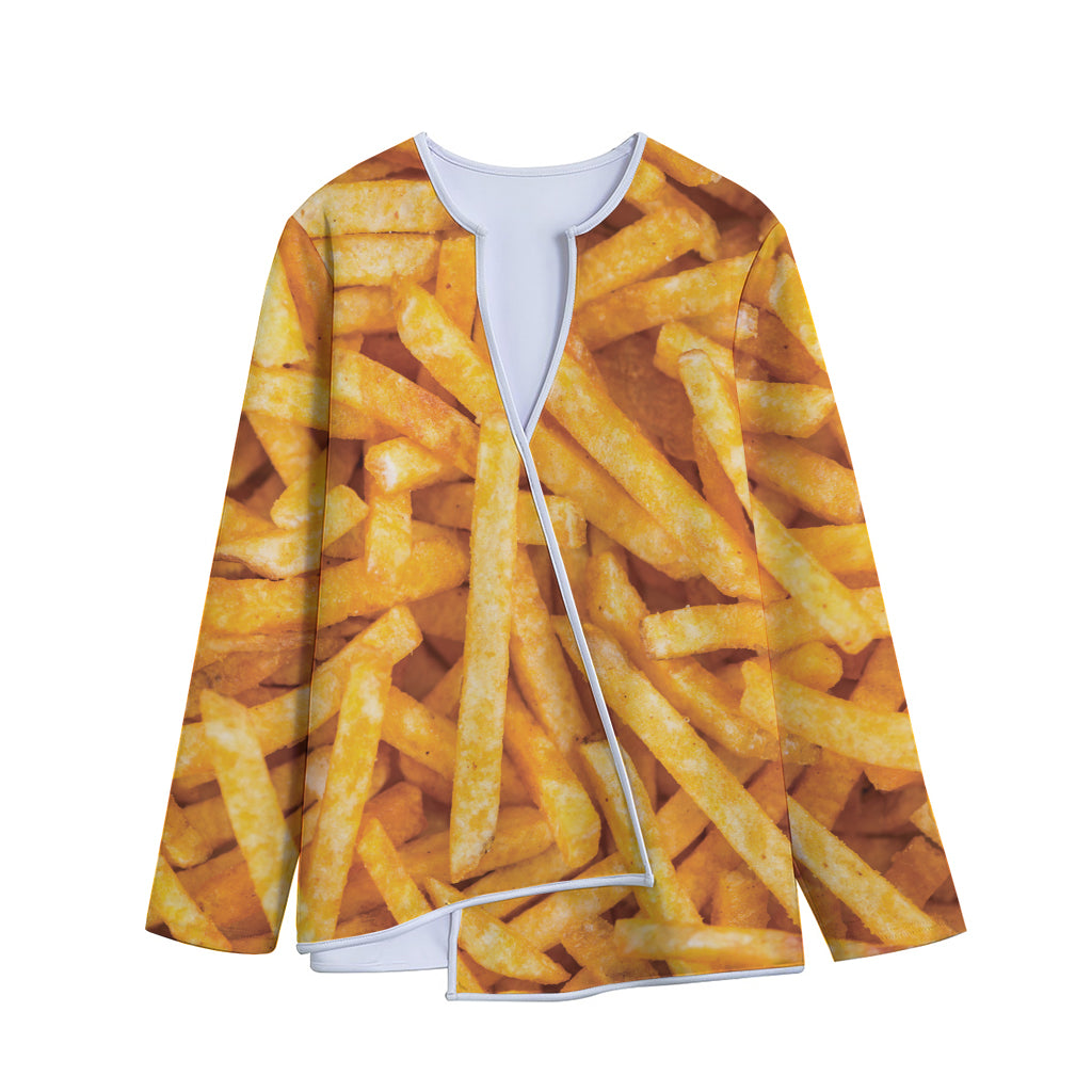 French Fries Print Long Sleeve Short Coat