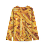 French Fries Print Long Sleeve Short Coat