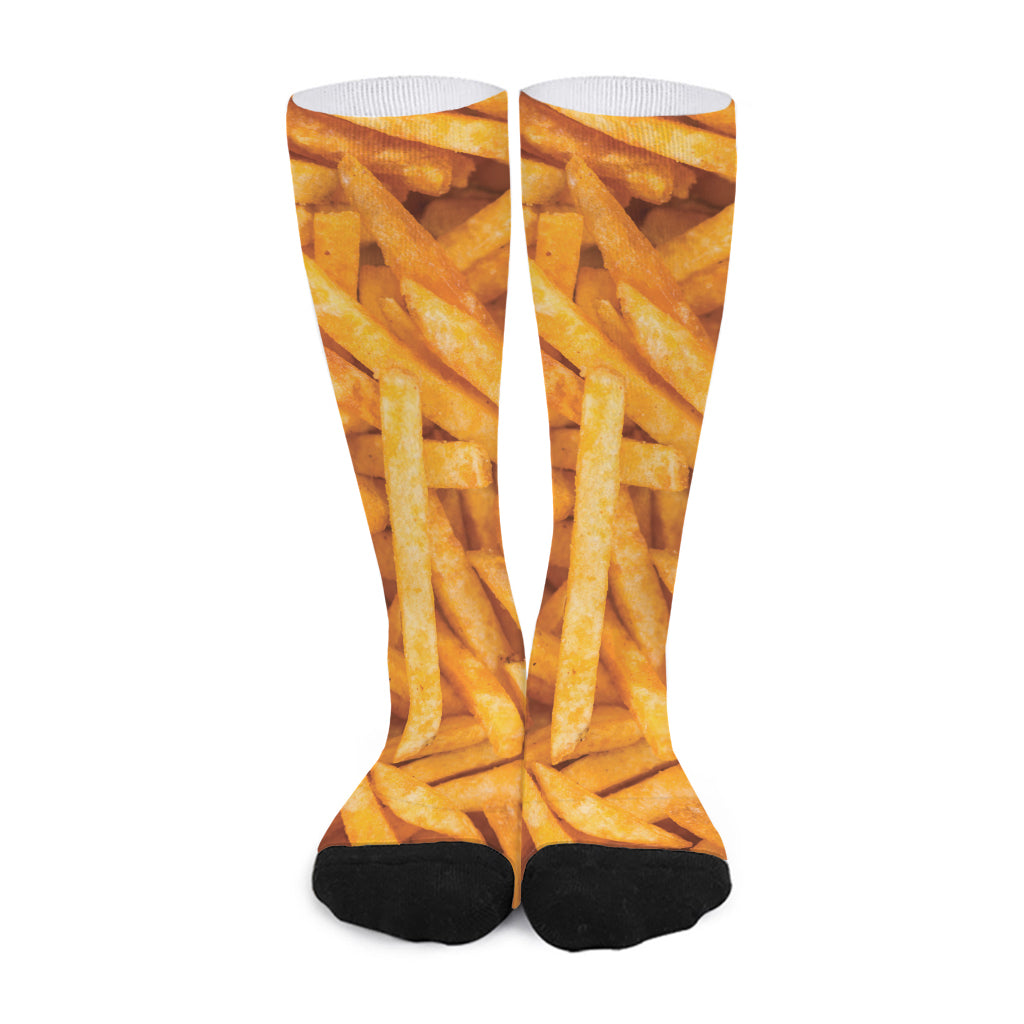 French Fries Print Long Socks