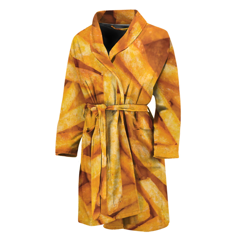 French Fries Print Men's Bathrobe