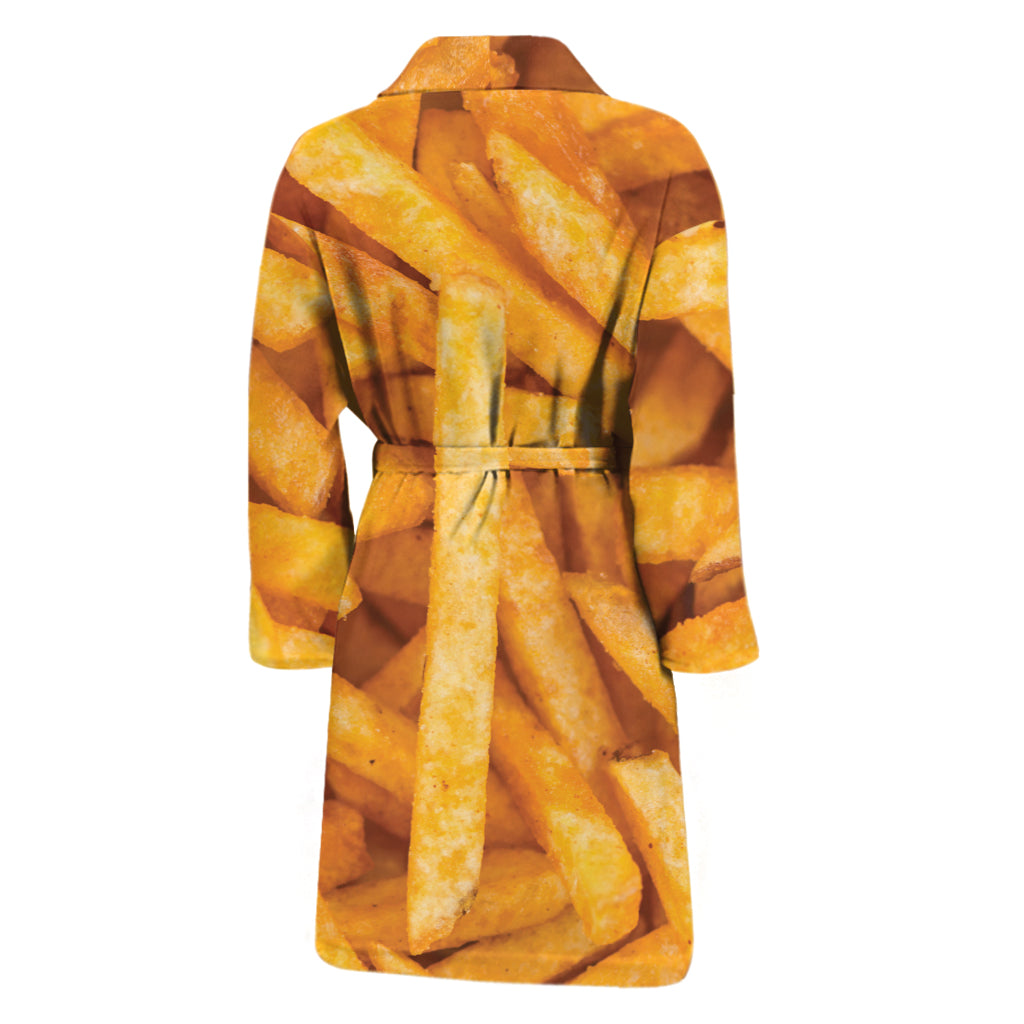 French Fries Print Men's Bathrobe