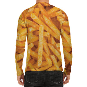 French Fries Print Men's Long Sleeve Rash Guard