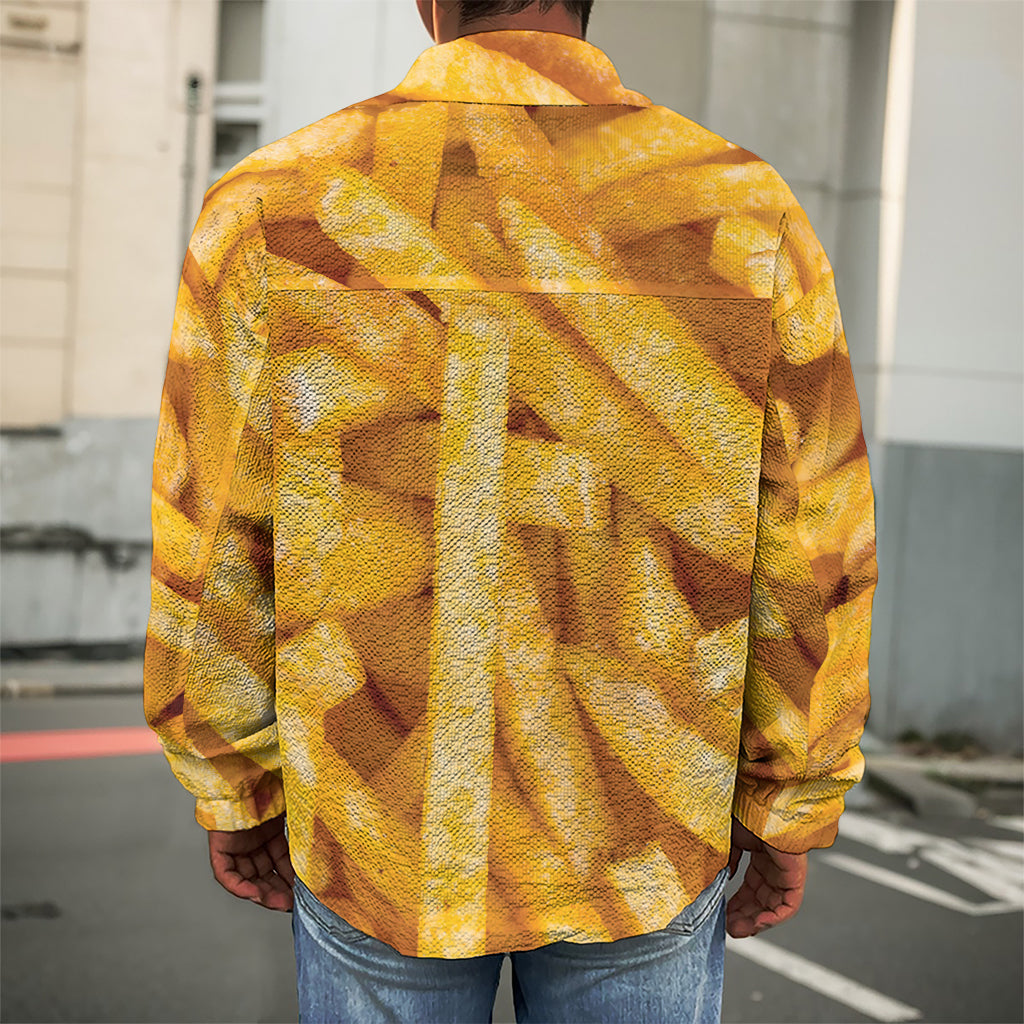 French Fries Print Men's Shirt Jacket