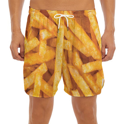 French Fries Print Men's Split Running Shorts