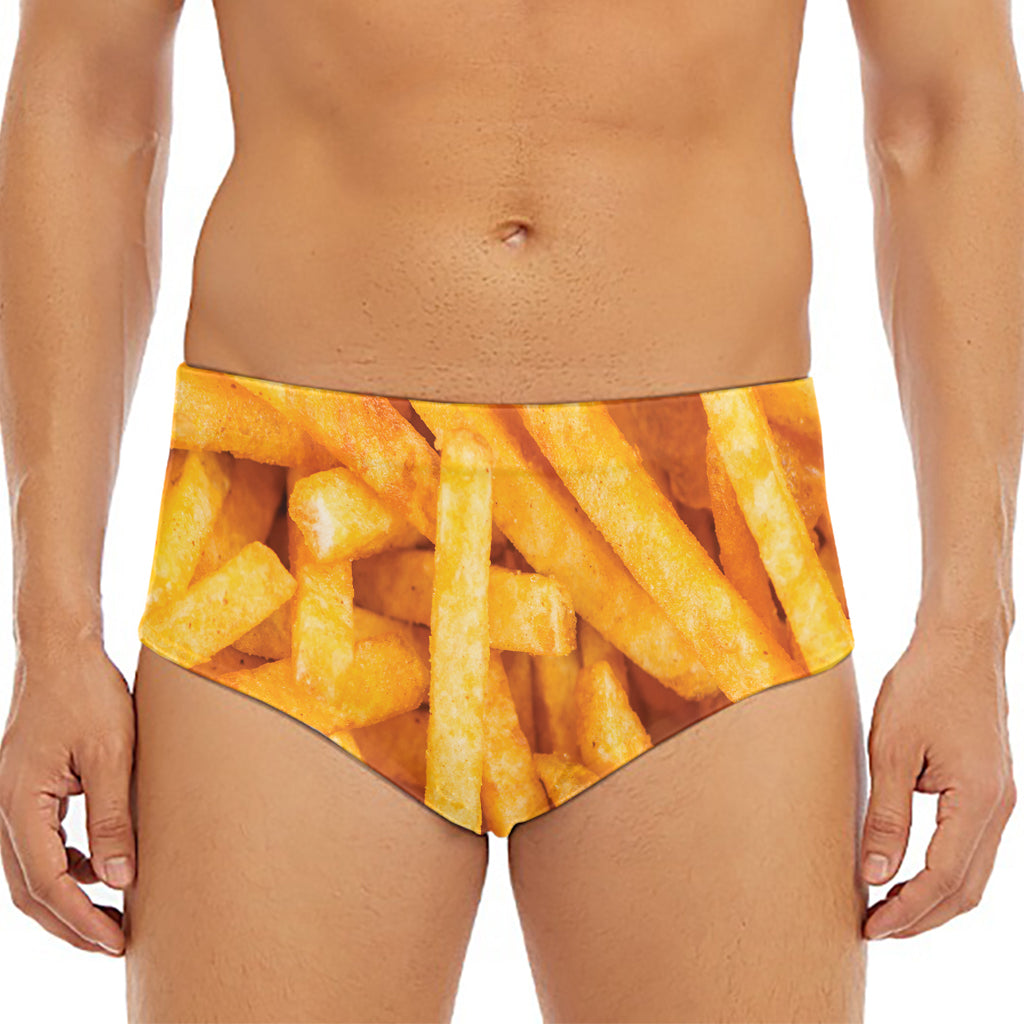 French Fries Print Men's Triangle Swim Briefs