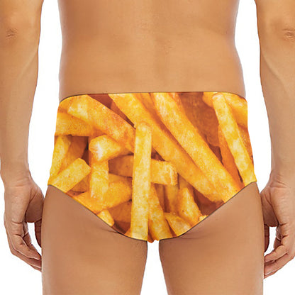 French Fries Print Men's Triangle Swim Briefs