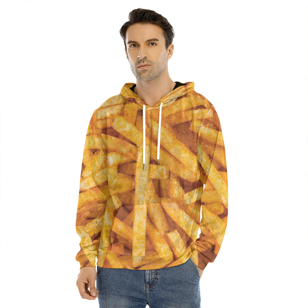 French Fries Print Men's Velvet Pullover Hoodie