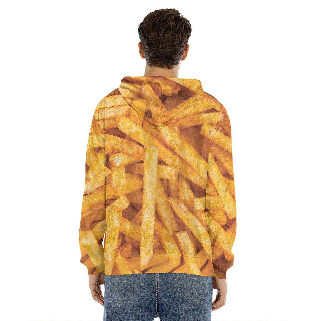 French Fries Print Men's Velvet Pullover Hoodie