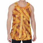 French Fries Print Men's Velvet Tank Top