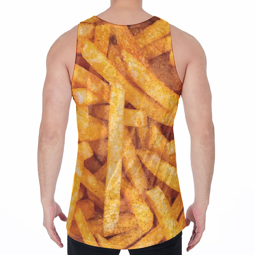 French Fries Print Men's Velvet Tank Top