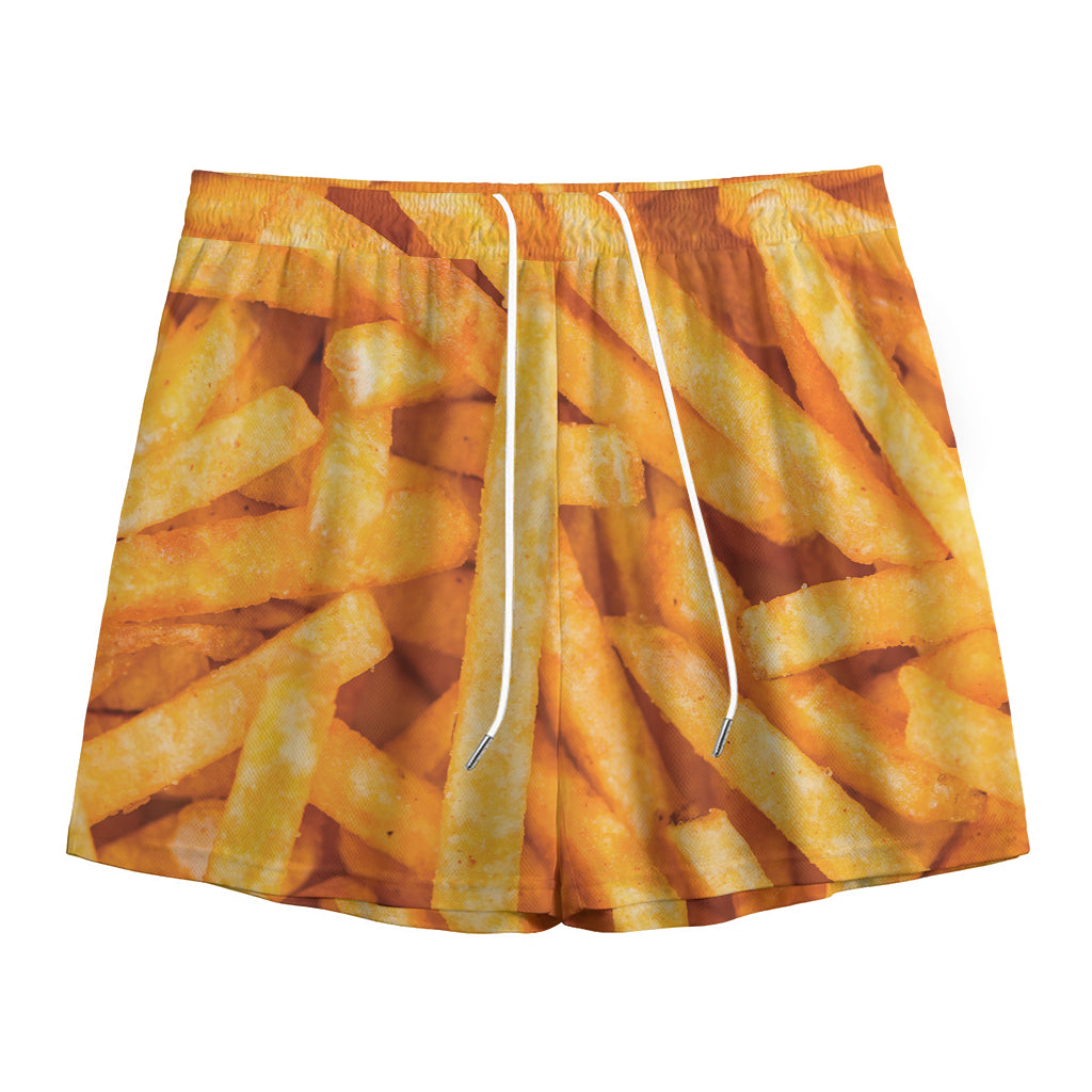 French Fries Print Mesh Shorts