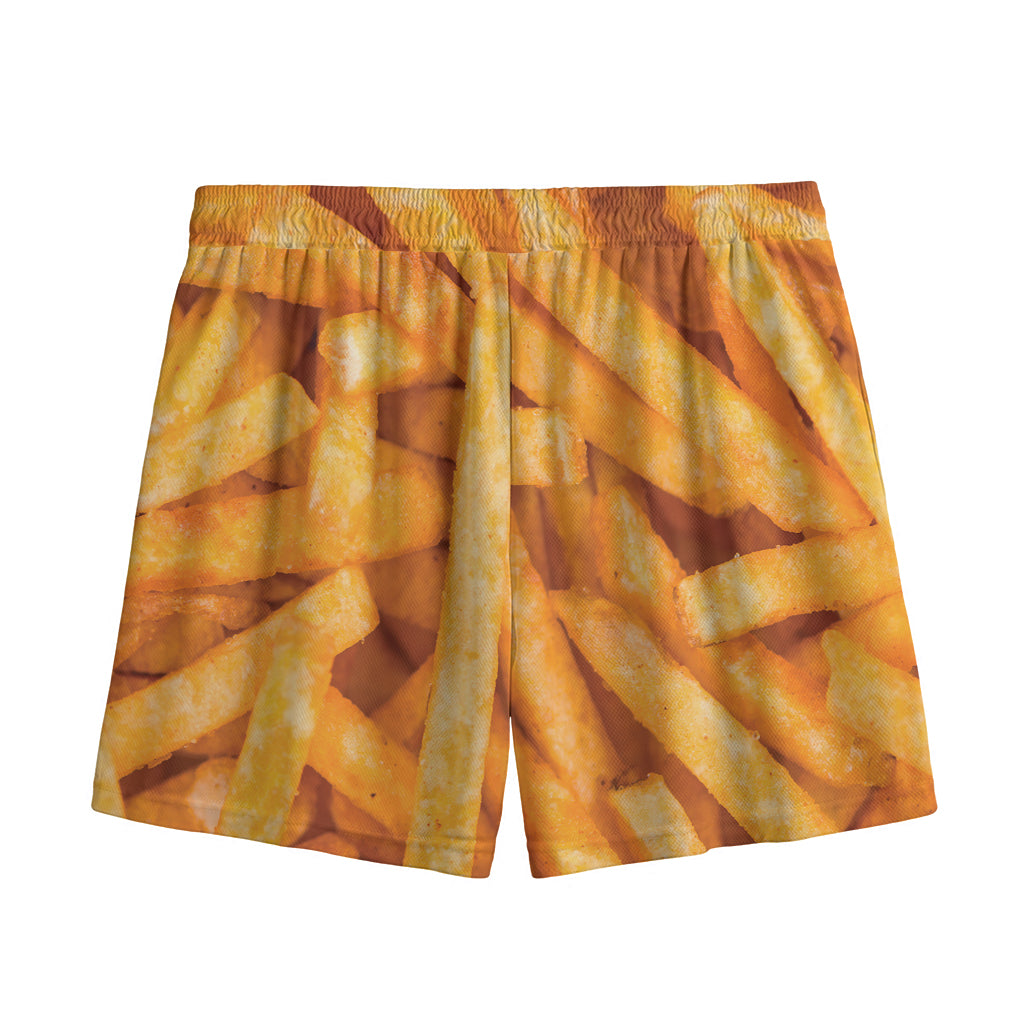 French Fries Print Mesh Shorts