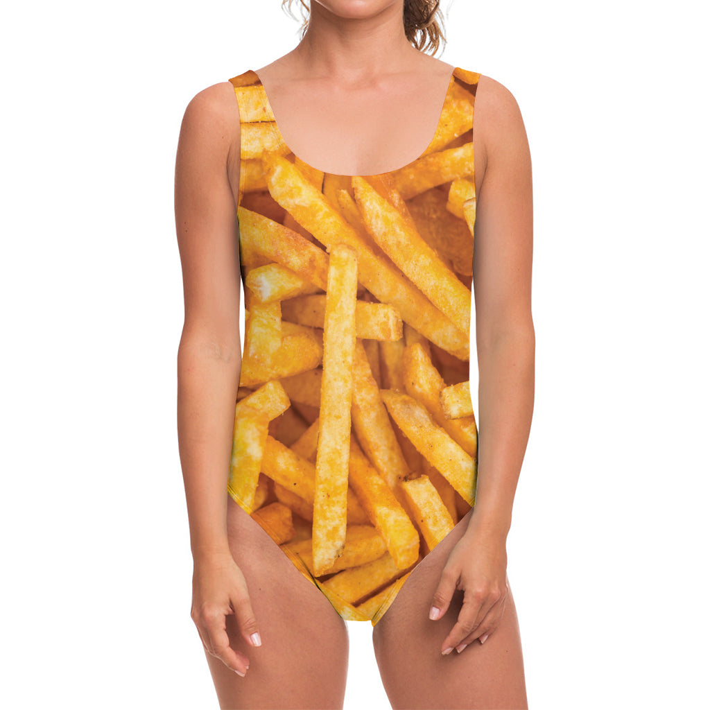 French Fries Print One Piece Swimsuit