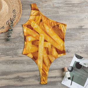 French Fries Print One Shoulder Bodysuit