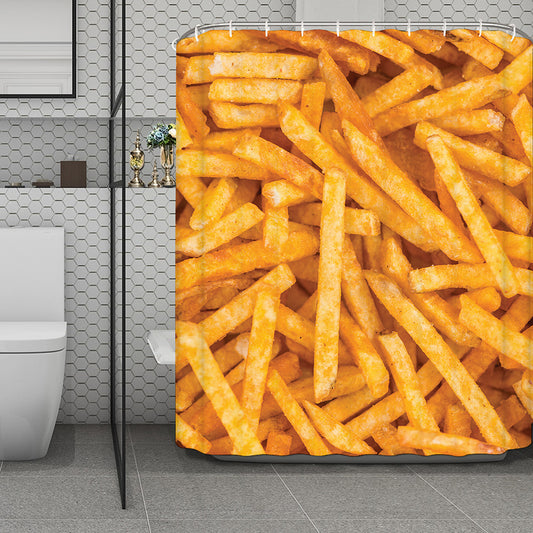 French Fries Print Polyester Shower Curtain