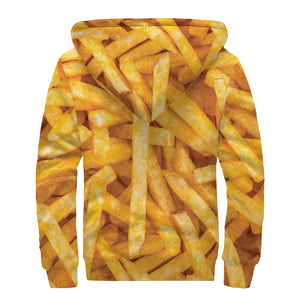 French Fries Print Sherpa Lined Zip Up Hoodie