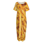 French Fries Print Short Sleeve Long Nightdress