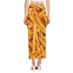 French Fries Print Side Slit Maxi Skirt