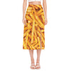 French Fries Print Side Slit Midi Skirt