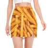 French Fries Print Side Slit Mini Skirt