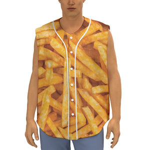 French Fries Print Sleeveless Baseball Jersey