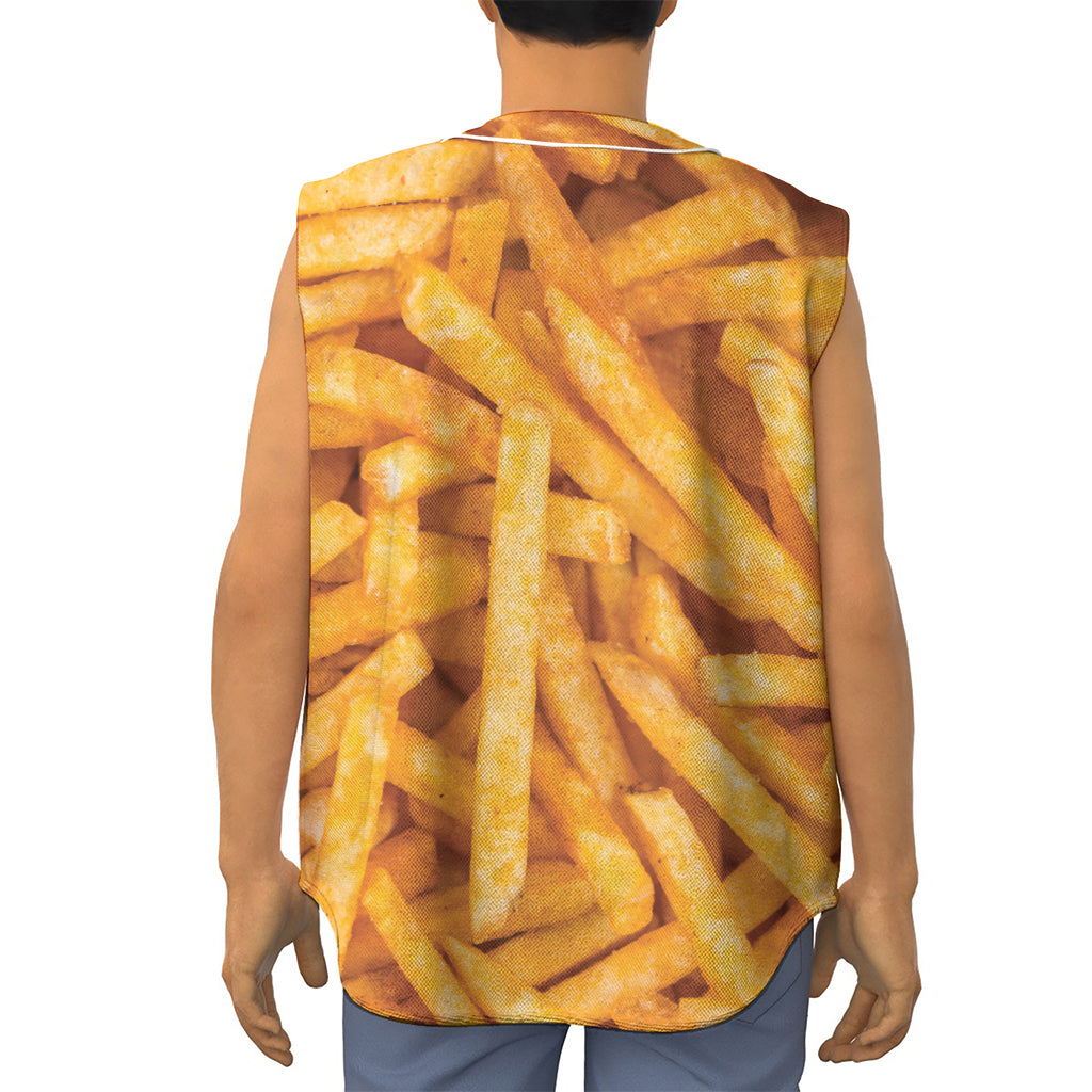 French Fries Print Sleeveless Baseball Jersey