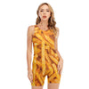 French Fries Print Sleeveless One Piece Swimsuit