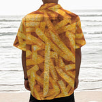 French Fries Print Textured Short Sleeve Shirt