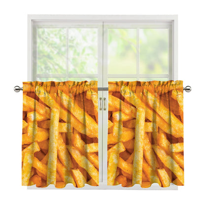 French Fries Print Tier Curtains