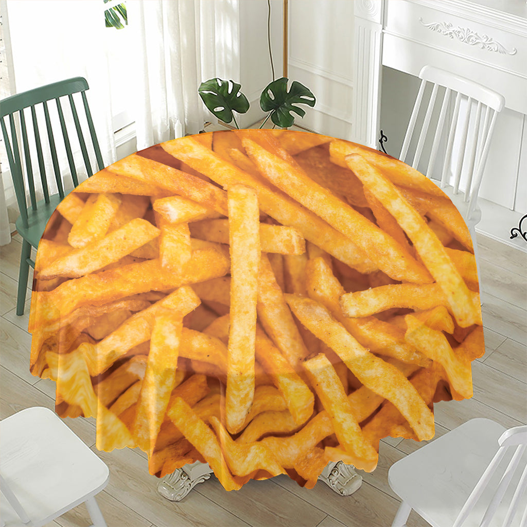 French Fries Print Waterproof Round Tablecloth