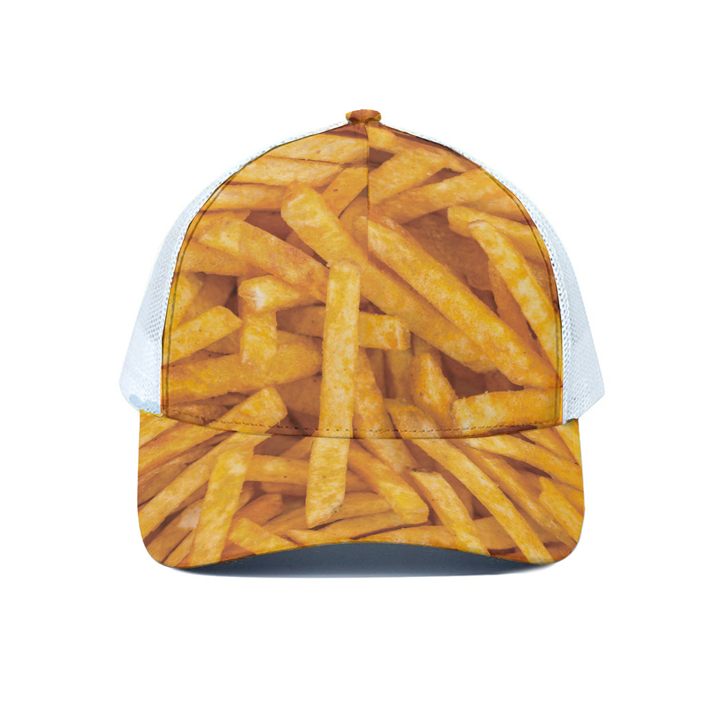 French Fries Print White Mesh Trucker Cap