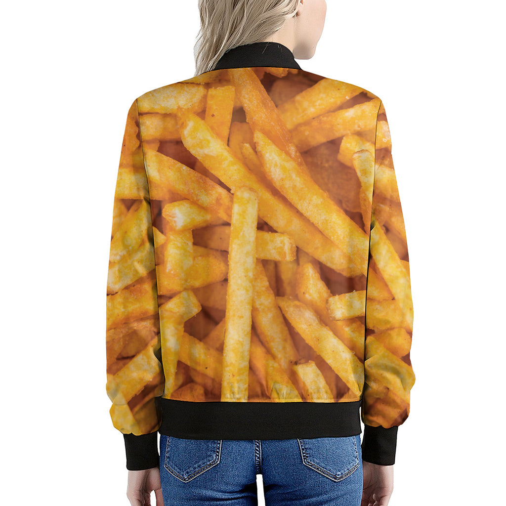 French Fries Print Women's Bomber Jacket