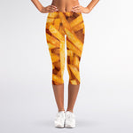 French Fries Print Women's Capri Leggings