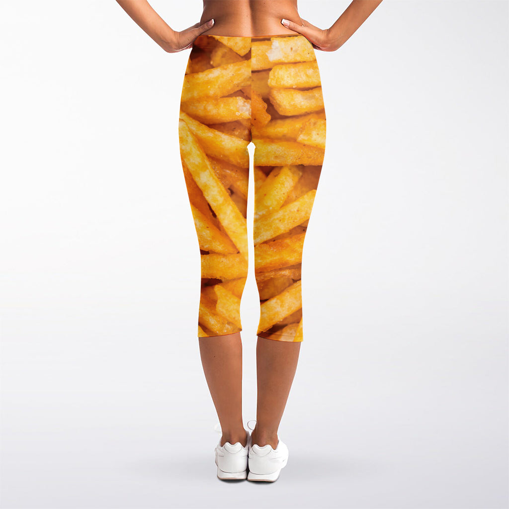 French Fries Print Women's Capri Leggings